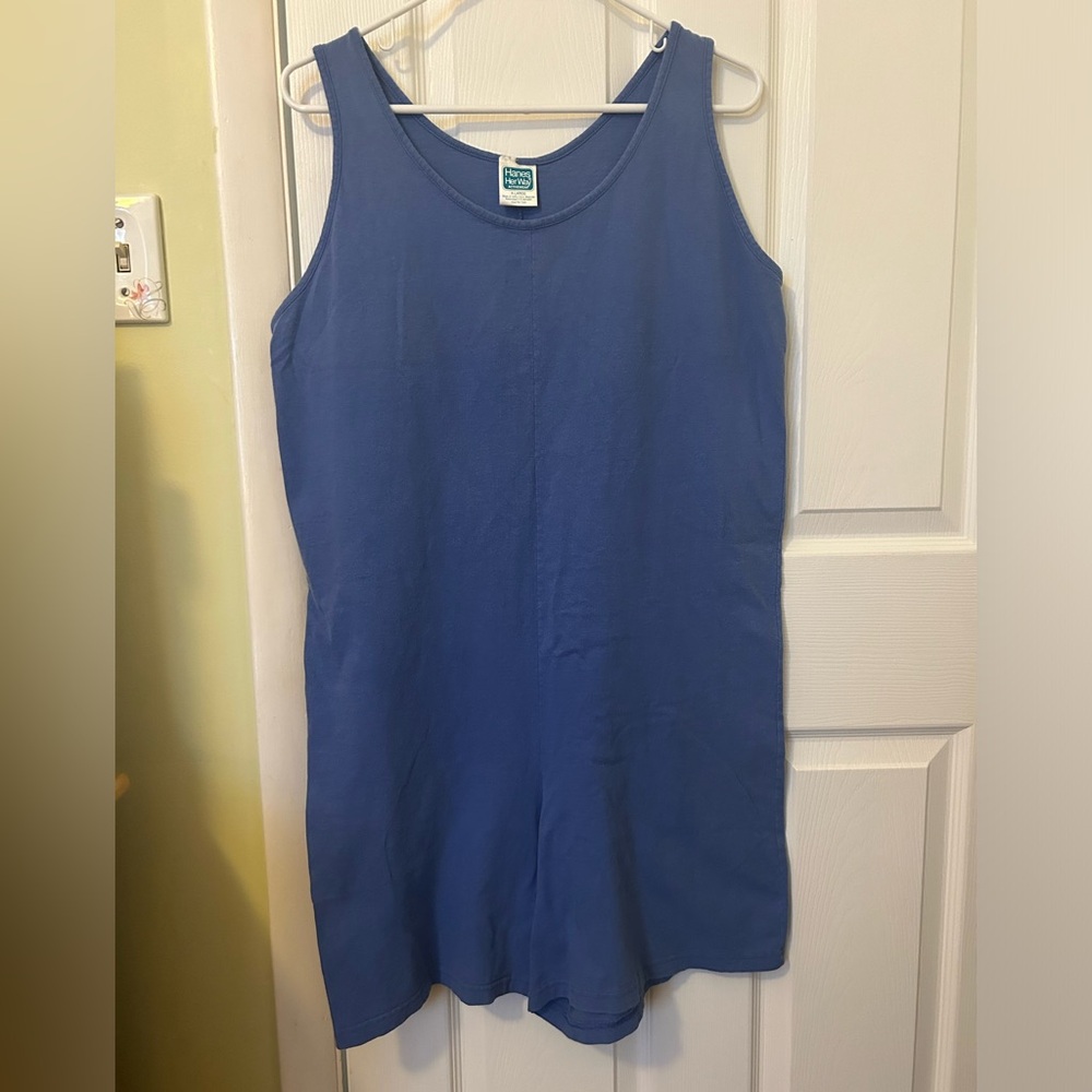 Vintage Hanes Her Way Activewear Blue One-Piece Unitard/Romper